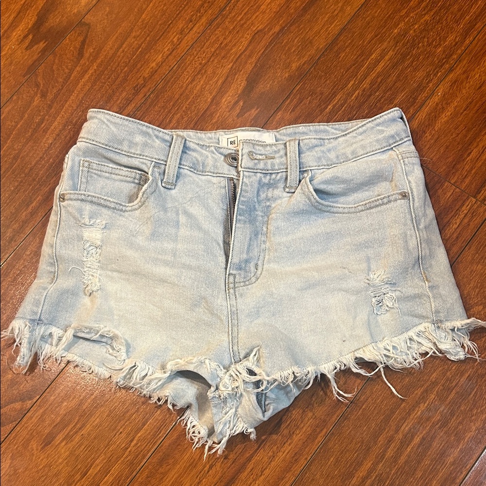 Stylish Frayed Light Blue Jean Shorts
